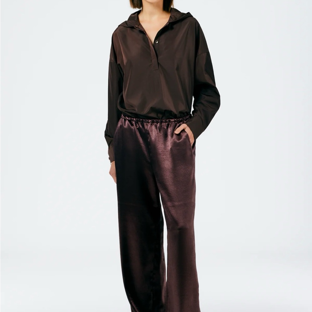 Tibi summer satin wide leg pull on pants, sz XS but relaxed fit